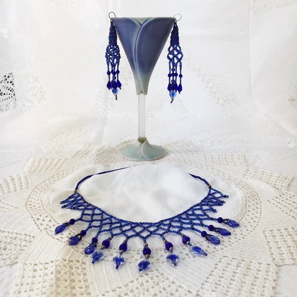 Necklace and 3D Beadwork Earring Set - Vintage